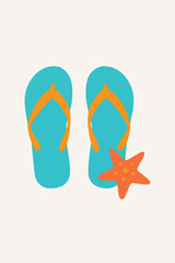 beach sandal and star fish