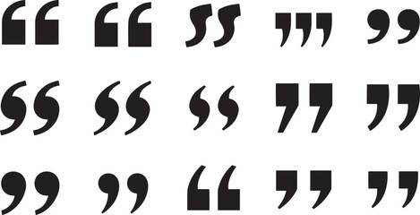 Bold Quotation Marks and Apostrophe Symbols Set for Typography and Publishing EPS