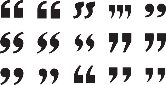 Bold Quotation Marks and Apostrophe Symbols Set for Typography and Publishing EPS