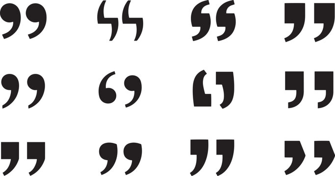 Minimalist Quotation Marks and Apostrophe Icon Set for Typography and Text Editing EPS