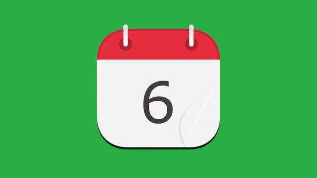 the flow of time: calendar pages turning animation. 1 to 28 Dates changing time lapse of month in calendar. calendar animation with green screen background. 