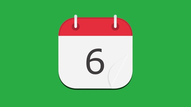 passing time: 1 to 21 dates changing in calendar view. Dates changing time lapse of month in calendar. calendar animation with green screen background. 