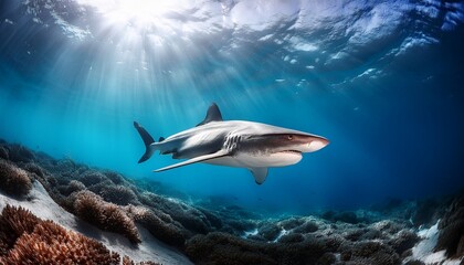 Obraz premium majestic shark in the deep ocean