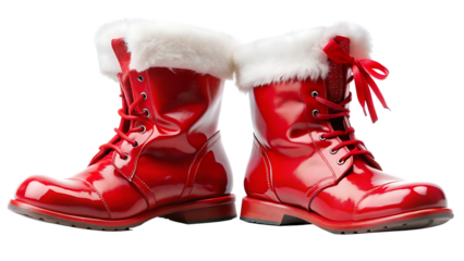 pair of red winter boots