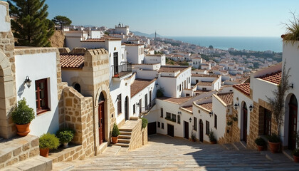 Scenic Aerial View of a Peaceful Hilltop Village