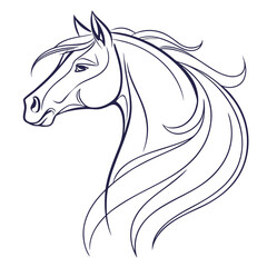Elegant horse head in profile, vector illustration