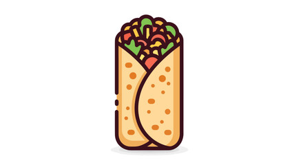 Stylized Mexican food burrito wrap icon illustration.