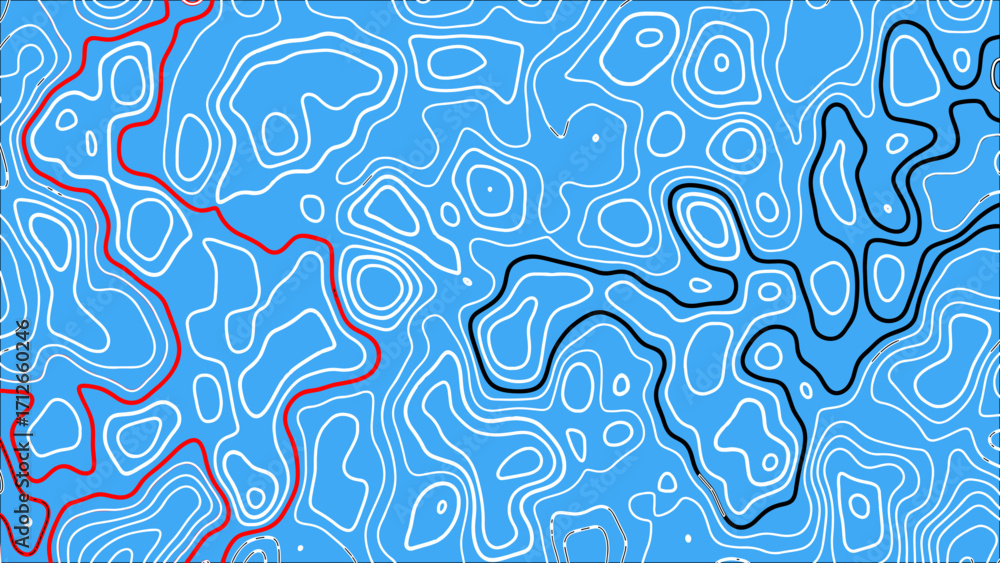 Poster abstract blue topographic map lines – dark terrain contour vector background for modern design & geo
