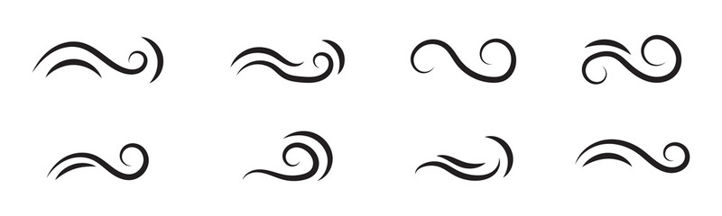 Obraz premium Wind blow line icon fresh vector cloud air isolated speed symbol. Wind blow air line icon logo.