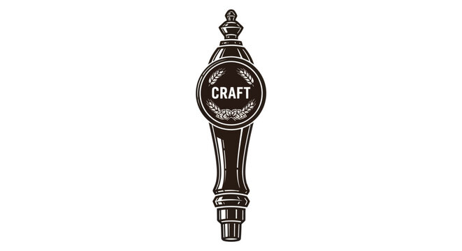Vintage style craft beer tap handle illustration isolated on white.