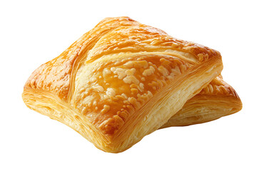 Golden puff pastry isolated on a transparent or white background, perfect for culinary, baking, dessert, food design, recipe, and gourmet projects.