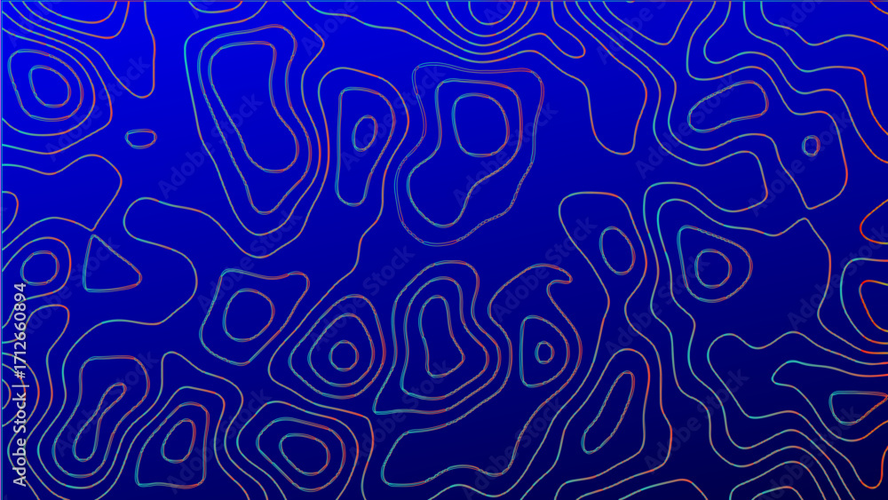 Poster abstract blue topographic map lines – dark terrain contour vector background for modern design & geo