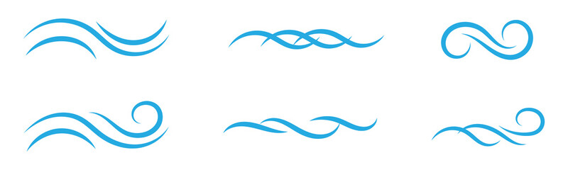 Doodle wind line sketch set. Hand drawn doodle wind motion, air blow, swirl elements. Sketch drawn air blow motion, smoke flow art, abstract line. Isolated on white background . vector illustration