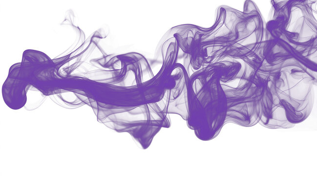 Purple smoke isolated on a transparent or white background, creating a mystical, abstract, and artistic effect perfect for design, digital, or creative projects.
