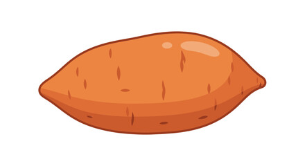 A vibrant orange sweet potato cartoon vector illustration.