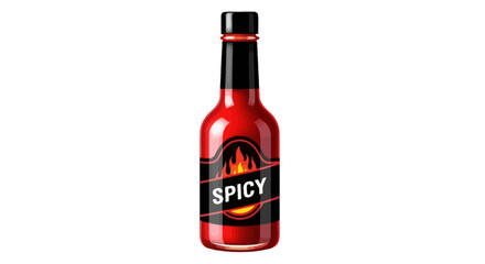 Glass bottle of spicy red hot sauce isolated on a white background.