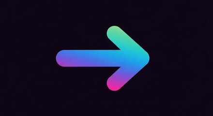 Vibrant Gradient Arrow Pointing Right on Dark Background.