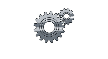 Two interlocking metallic gears representing teamwork and mechanics.