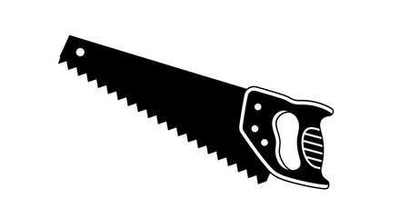 Isolated black and white hand saw vector illustration.