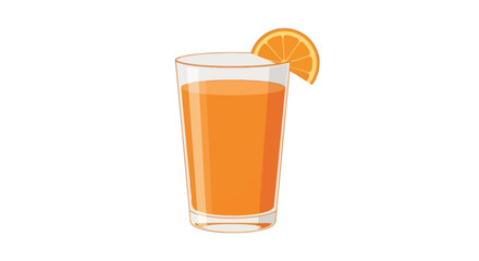 A tall glass of fresh orange juice with a citrus slice garnish.