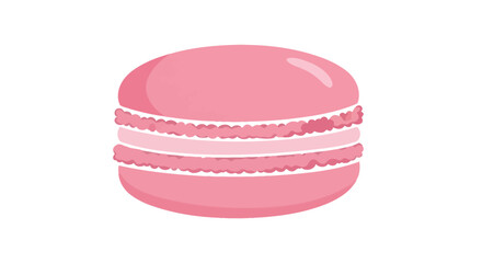 Sweet pink French macaron dessert illustration isolated on white.