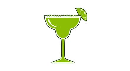 Stylized green margarita cocktail with a lime wedge.