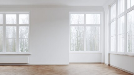 Obraz premium A bright interior space with large windows allowing abundant natural light to create a warm and inviting atmosphere.