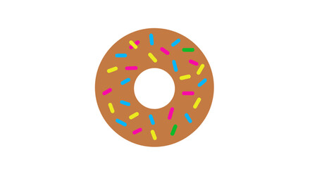 Obraz premium Chocolate frosted donut with colorful rainbow sprinkles illustration.