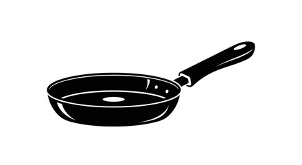 Black frying pan kitchen utensil vector illustration isolated.