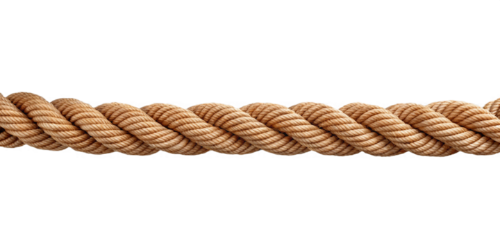 Brown twisted rope isolated on white background strong cord design element