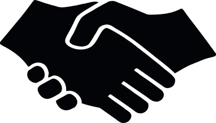 Business collaboration handshake illustration for partnership agreements, Corporate success icon isolated on white, Silhouette handshake design