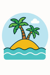 tropical island with palm trees