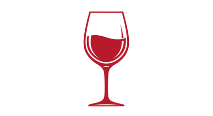 Elegant Red Wine Glass Icon with Liquid.