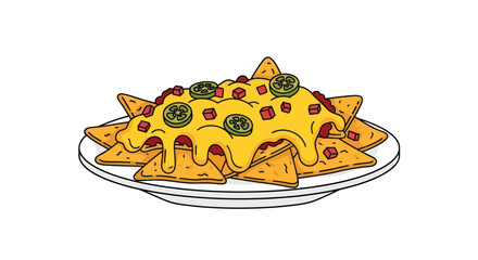 Delicious Nachos with Melted Cheese and Jalapenos.