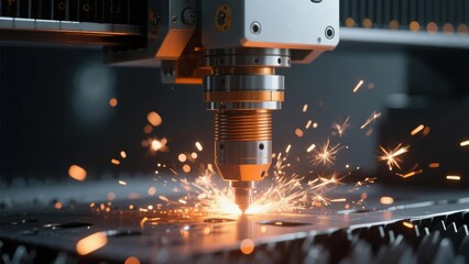CNC machine drilling metal with sparks flying during precision manufacturing process