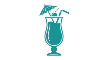 Refreshing Tropical Cocktail Drink with Umbrella and Cherry Garnish.