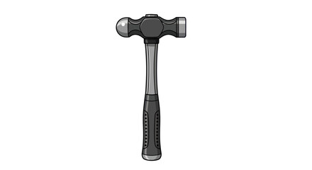 Ball-peen hammer with a black and silver handle.