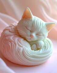 Generated imagePastel Soap Sculpture of a Sleeping Curled-Up Cat