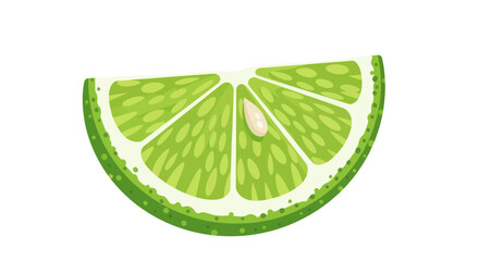 A vibrant green illustrated wedge of a fresh lime fruit.