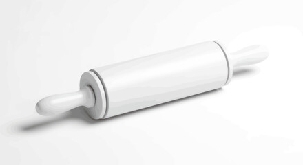 A simple white rolling pin kitchen utensil for baking.