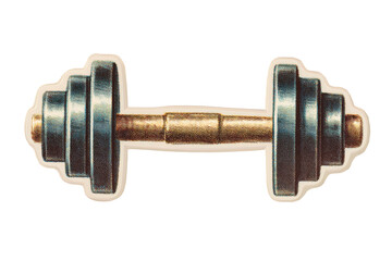 Fototapeta premium Vintage dumbbell with metal plates on black background.