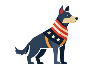Obraz premium Patriotic dog vector illustration with american flag colors for independence day