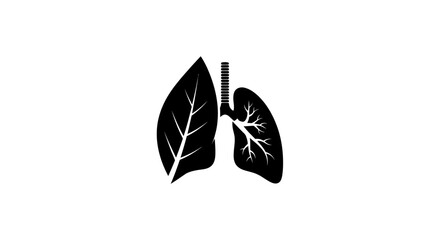 Creative icon of human lungs depicted as leaves.