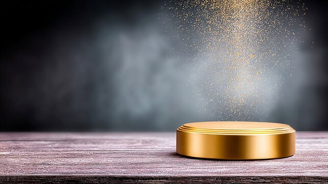 Gleaming award podium with star design and confetti