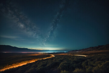 Extraordinary Wide shot of a half moon at the sky over the gray clouds