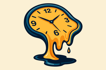 Melting clock design in a surreal style with vibrant colors