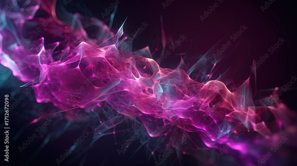 Aufkleber futuristic abstract network of glowing digital connections and flowing data streams in cyberspace