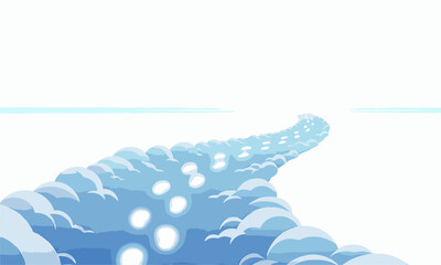 Cloud Path
Minimal flat vector of a winding cloud path with glowing footsteps leading to a bright horizon, isolated on white background.generative ai