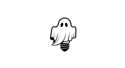 Obraz premium Creative ghost character merged with a light bulb symbol representing innovation and ideas.