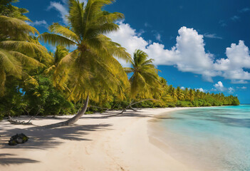 Amazing Aerial view of beach and sea with coconut palm tree